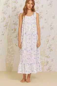 Ночная сорочка из хлопка с воланом и принтом Eileen West