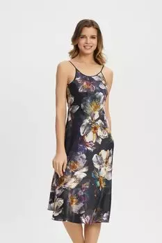 Ночная сорочка шелковая на бретельках с принтом MARC & ANDRE