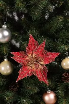 Новогоднее украшение Цветок Пуансеттии Triumph Nord