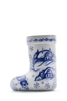 Новогоднее украшение фарфоровое Валенок Объединение «Гжель»