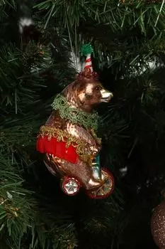 Новогоднее украшение Медведь на велосипеде Kersten