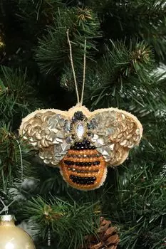Новогоднее украшение Пчела с пайетками и стразами Karlsbach