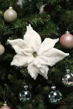 Новогоднее украшение Poinsettia On Clip GOODWILL