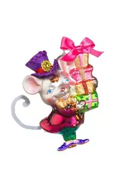 Новогодний сувенир Мышь-джентльмен с подарками Holiday Classics