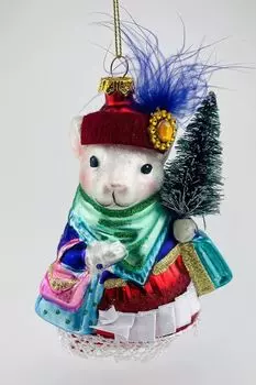 Новогодний сувенир Мышь в шапке Holiday Classics