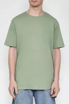 Однотонная футболка из смеси хлопка и льна Esprit Edc