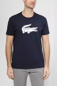 Однотонная футболка с логотипом бренда Lacoste