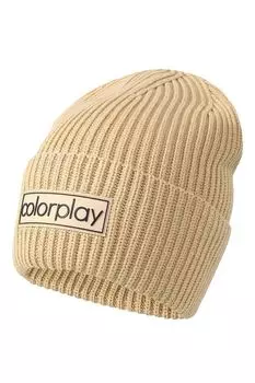 Однотонная шапка бини с логотипом бренда COLORPLAY