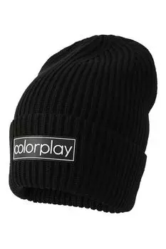 Однотонная шапка бини с логотипом бренда COLORPLAY