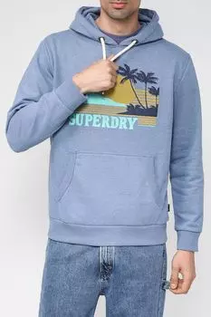 Однотонное худи с принтом Superdry