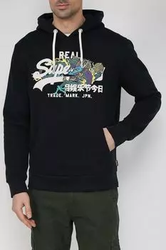 Однотонное худи с принтом Superdry