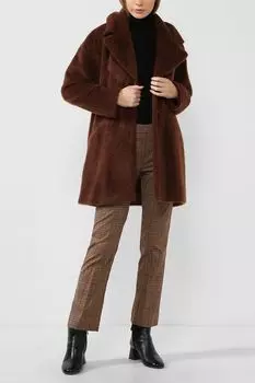 Однотонное пальто из экомеха iBlues