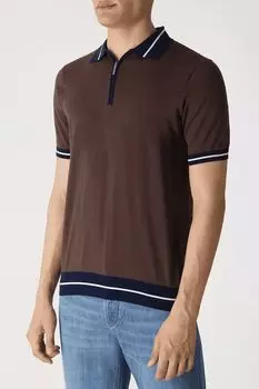 Однотонное поло на молнии CUDGI