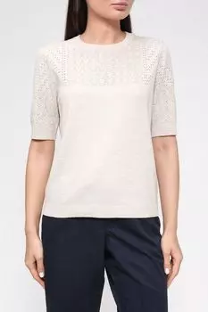 Однотонный пуловер ажурной вязки Esprit Collection