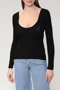 Однотонный пуловер в рубчик Rinascimento