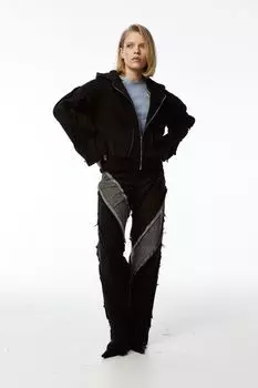 Пэчворк джинсы с бахромой RISHI