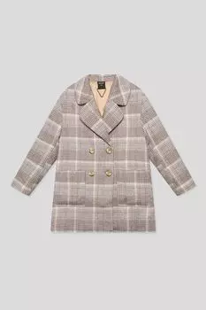 Пальто двубортное с карманами в клетку Silver Spoon Life