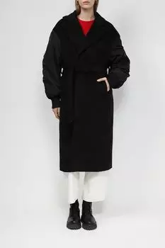 Пальто комбинированное со съемным поясом Loft