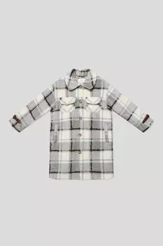 Пальто меховое с карманами в клетку Choupette