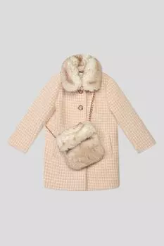 Пальто меховым воротником и сумочкой в комплекте Choupette