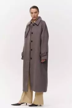 Пальто с отложным воротником из шерсти DAISYKNIT