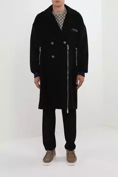 Пальто шерстяное с двубортное с молниями John Richmond