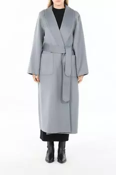 Пальто шерстяное с отложным воротником на поясе SABRINA SCALA