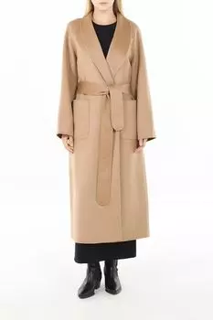 Пальто шерстяное с отложным воротником на поясе SABRINA SCALA