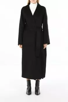 Пальто шерстяное с отложным воротником на поясе SABRINA SCALA