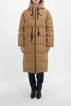 Пальто утепленное с капюшоном и молниями по бокам ELEGANZZA