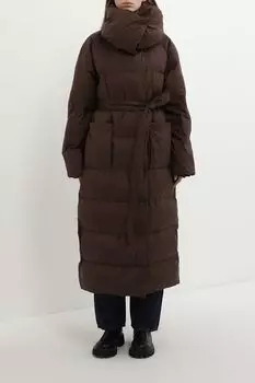 Пальто утепленное с капюшоном и молниями по бокам ELEGANZZA