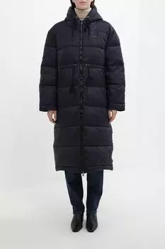 Пальто утепленное с капюшоном и молниями по бокам ELEGANZZA