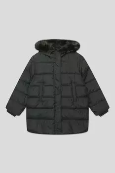 Пальто утепленное с меховой опушкой Benetton