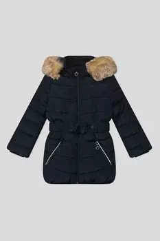 Пальто утепленное с меховым капюшоном на эластичном поясе s.Oliver