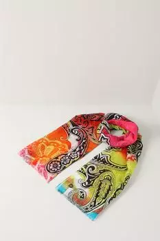 Палантин из хлопка и льна с принтом Fraas