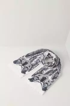 Палантин из хлопка и льна с принтом Fraas