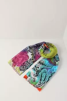 Палантин из хлопка и льна с принтом Fraas