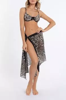 Парео из смеси хлопка и шелка с анималистичным принтом MARC & ANDRE