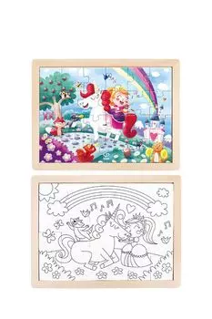 пазл и раскраска в рамке 2в1 Единорог и принцесса - вместе навсегда Hape