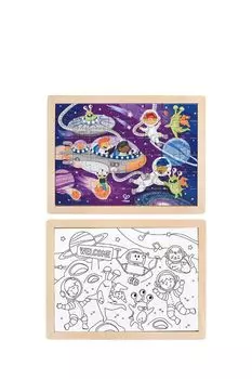 Пазл Космические друзья 2в1 пазл и раскраска в рамке серия Умняша Hape