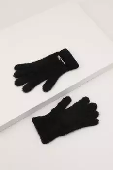 Перчатки пушистые с логотипом Karl Lagerfeld Jeans