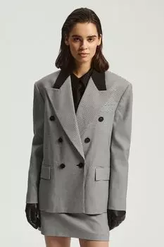 Пиджак двубортный в мелкую клетку Nume