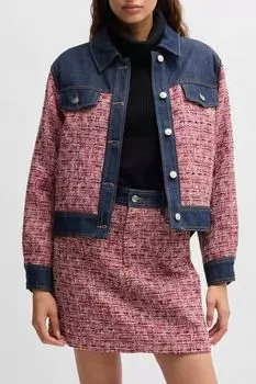 Пиджак из твида с джинсовой отделкой BOSS