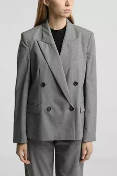 Пиджак шерстяной двубортный в полоску BOSS