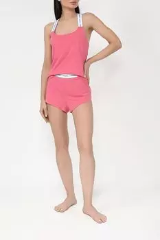 Пижама хлопковая из топа и шорт с логотипом Guess