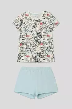 Пижама хлопковая с принтом Sanetta