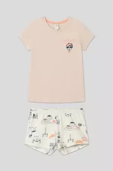 Пижама хлопковая с принтом Sanetta