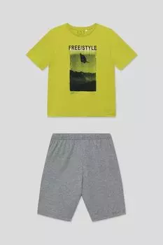 Пижама хлопковая с принтом Sanetta