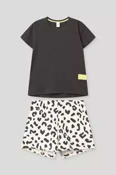 Пижама хлопковая с принтом Sanetta