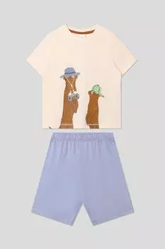 Пижама хлопковая с принтом Sanetta